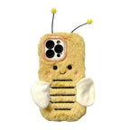 Plush Cartoon Bee Lens Bracket iPhone Case