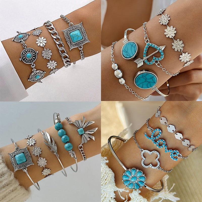 Turquoise Leaf 4Piece Bracelet Set