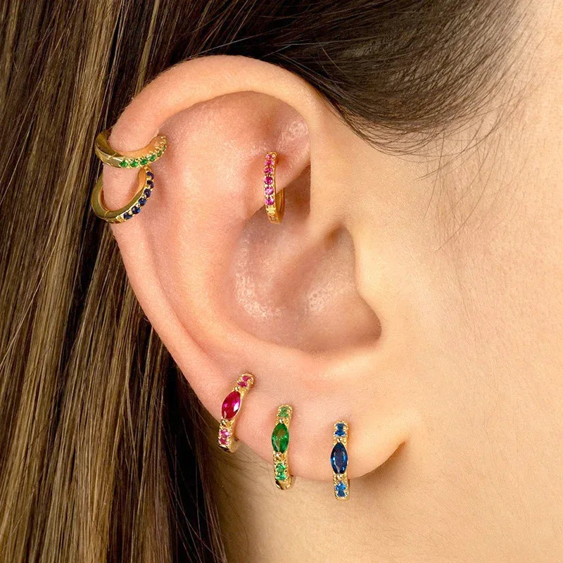 Multicolor Micro Inlaid Zircon Diamond Earrings - Viexta