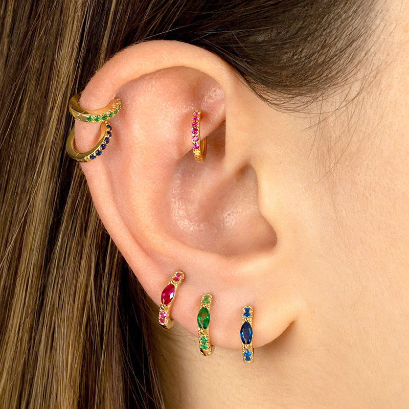 Multicolor Micro Inlaid Zircon Diamond Earrings