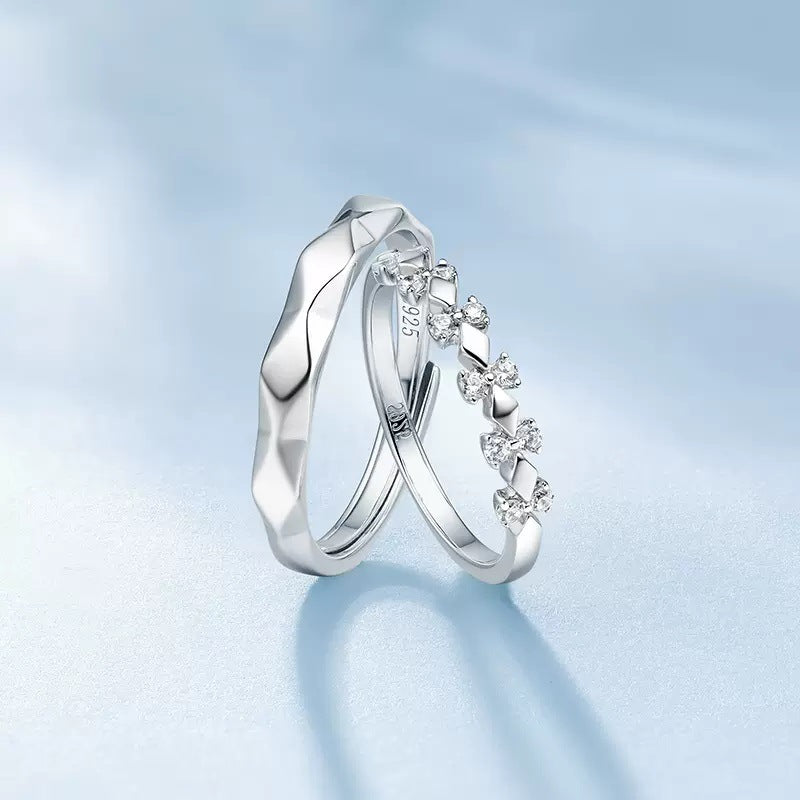 S925 Sterling Silver Couple's Pair Ring