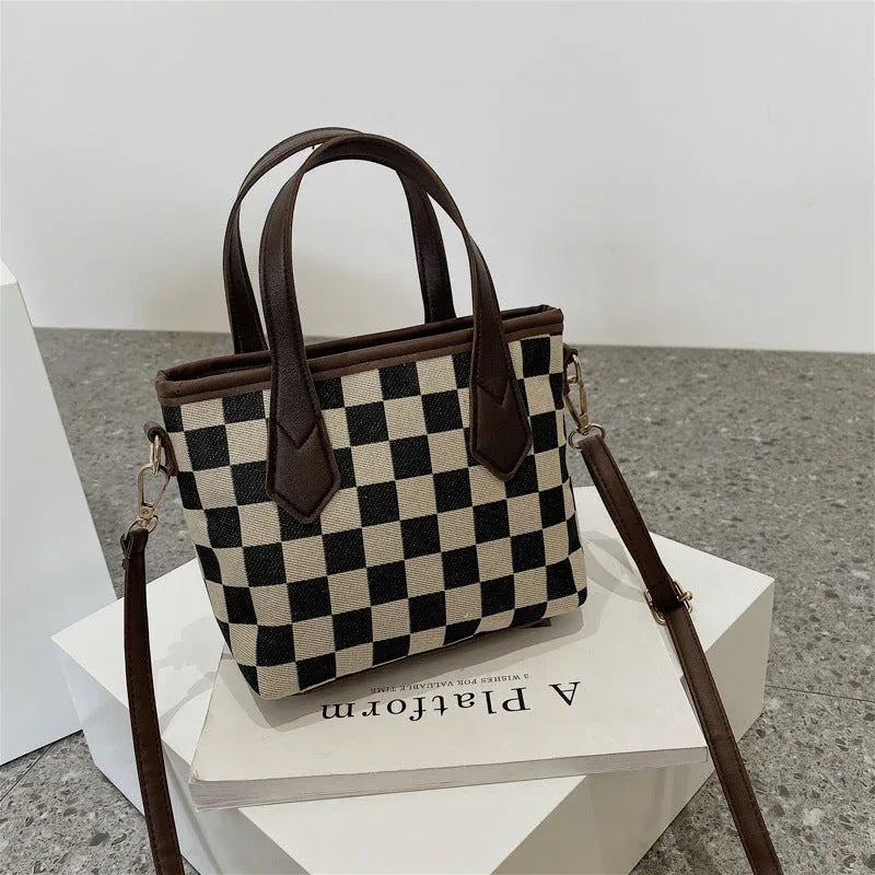 Houndstooth Shoulder Portable Bag - Viexta