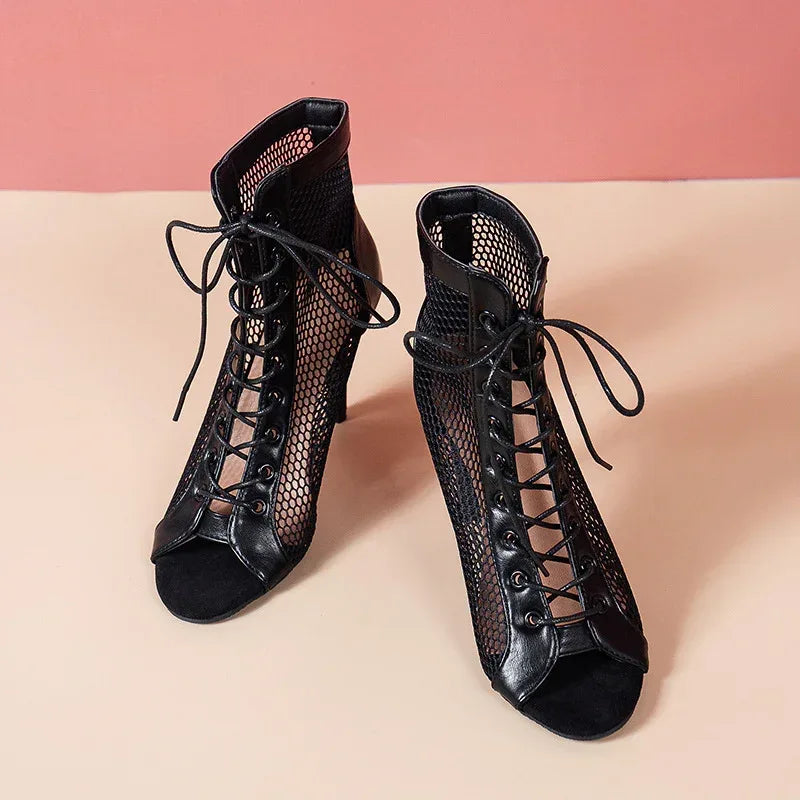 Stiletto Lace-up Peep Toe Heels - Viexta