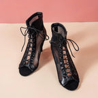 Stiletto Lace-up Peep Toe Heels - Viexta