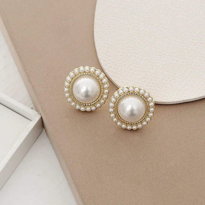Sterling Silver Needle Pearl Stud Earrings - Viexta