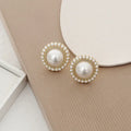 Sterling Silver Needle Pearl Stud Earrings - Viexta