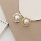Sterling Silver Needle Pearl Stud Earrings - Viexta
