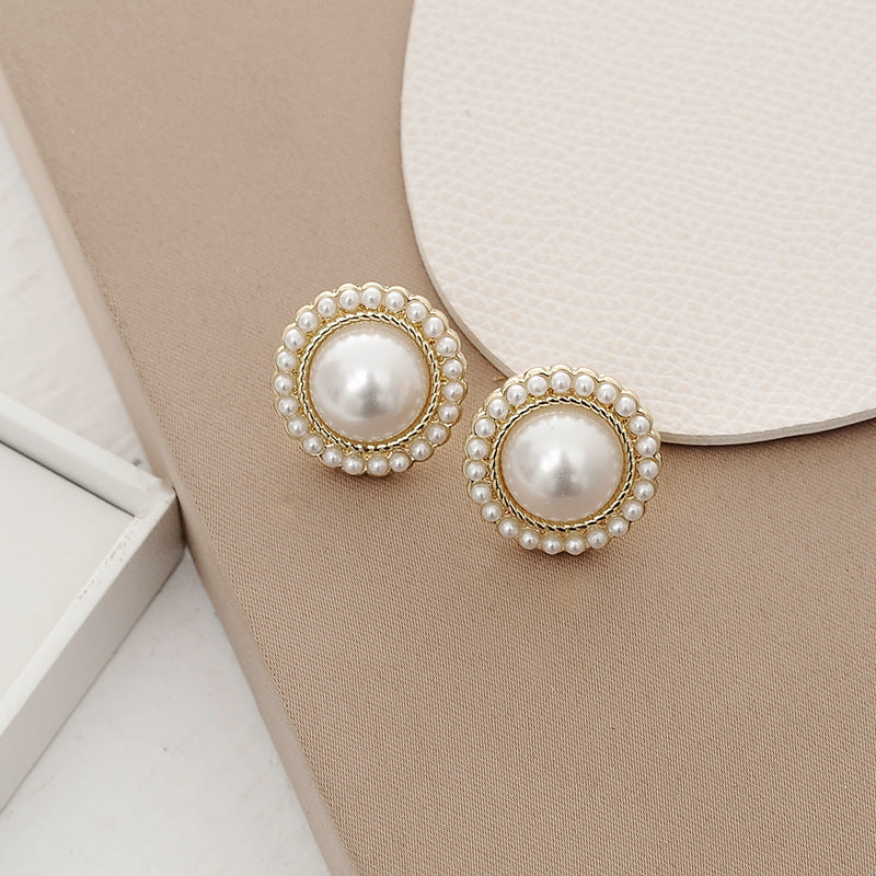 Sterling Silver Needle Pearl Stud Earrings