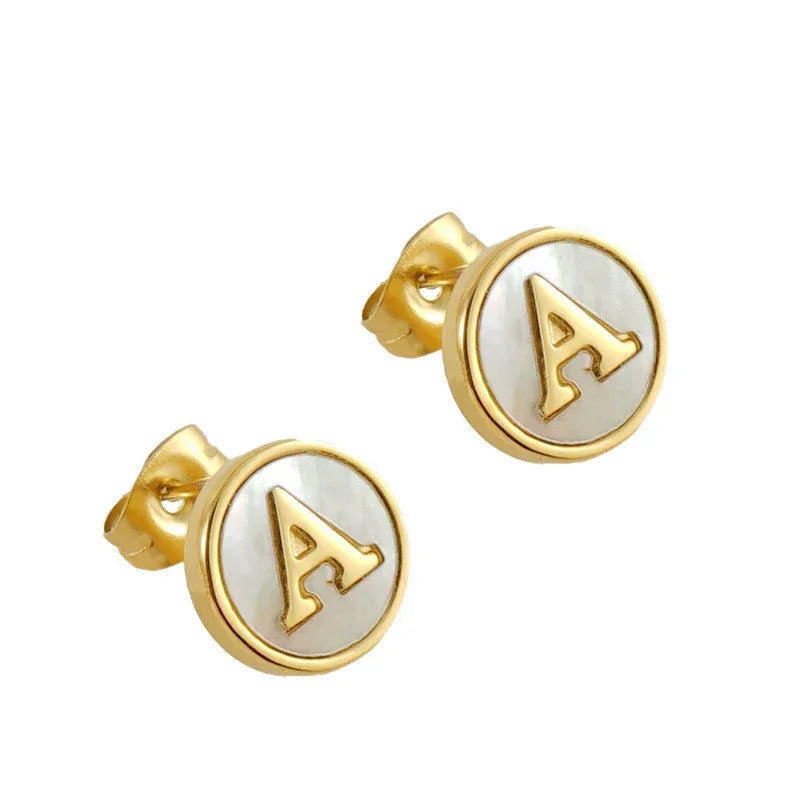 Titanium Steel 26 English Alphabet Letter Studs - Viexta