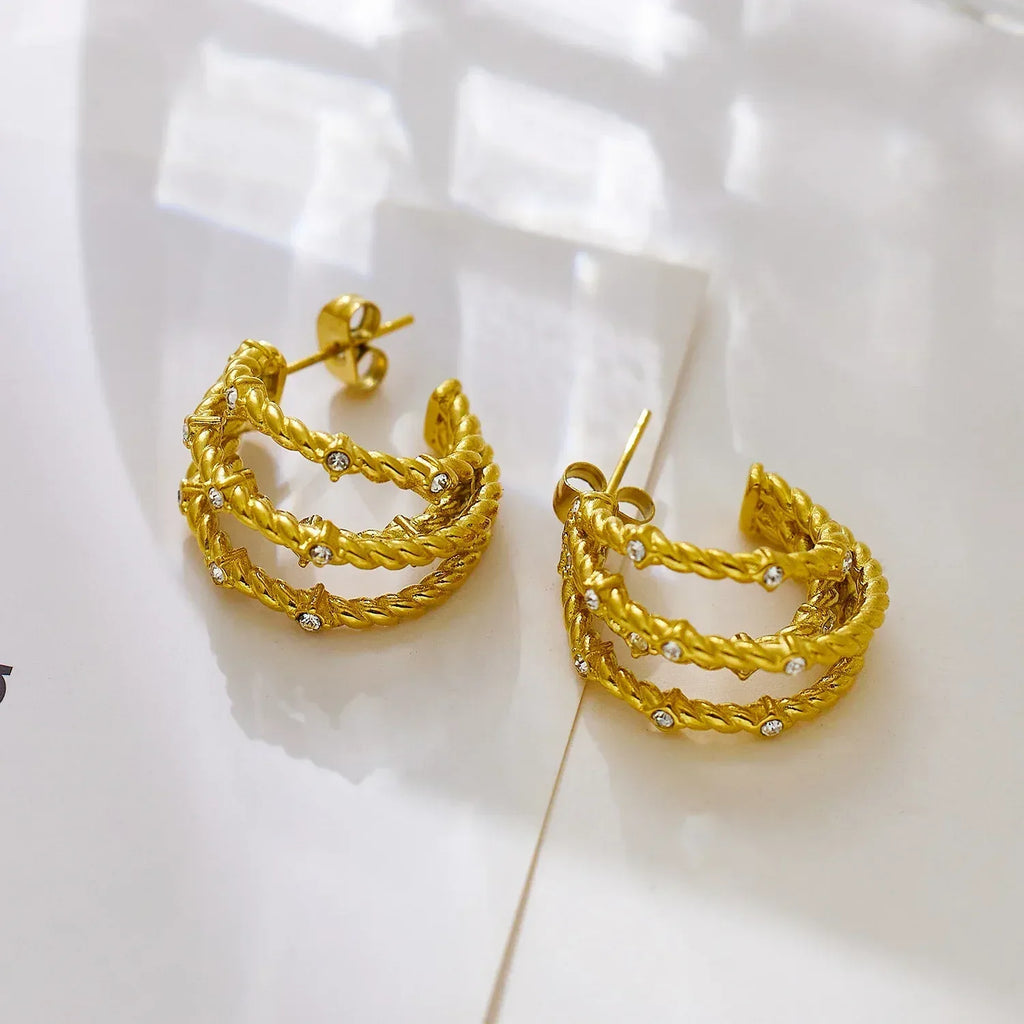 Stainless Steel 18K Gold Plating Hoops - Viexta