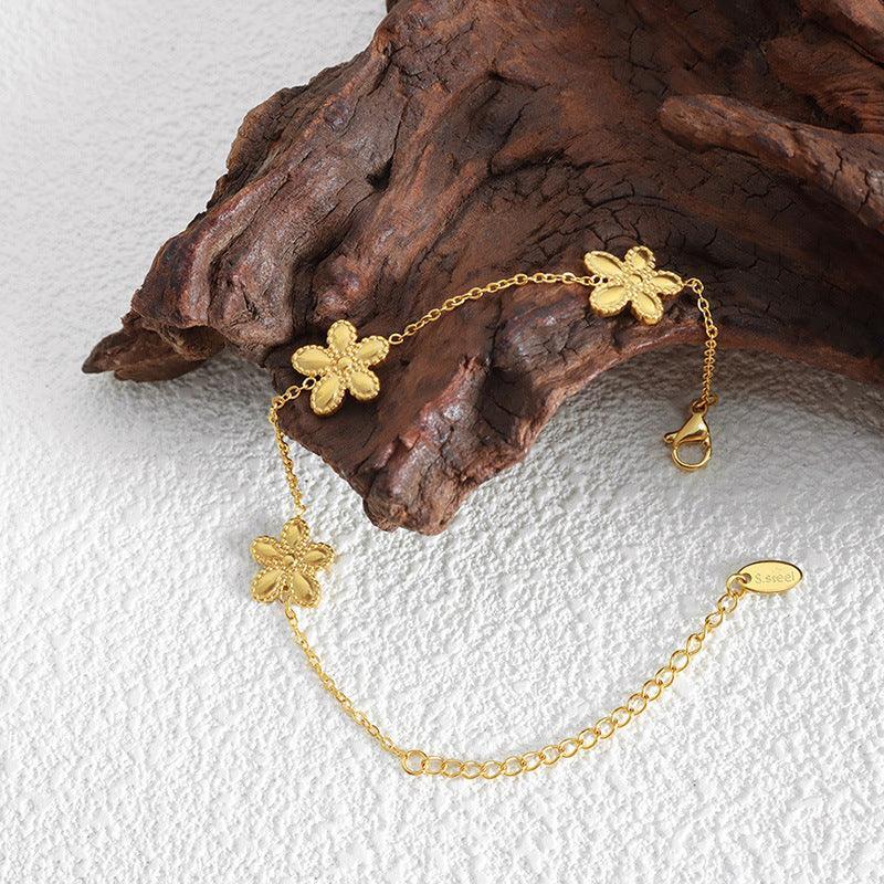 Niche Round Flower Bracelet And Necklace Set - Viexta
