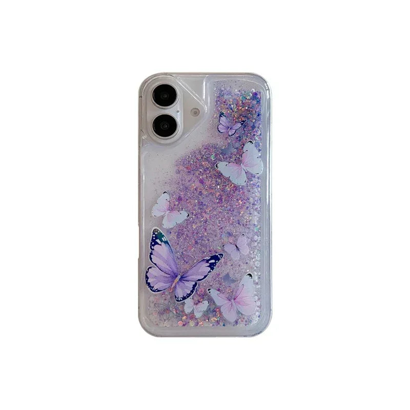 luminous-butterfly-glitter-liquid-iphone-protective-case - Viexta