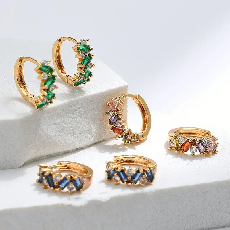 Leaf Inlaid Zircon Emerald Ear Clip - Viexta
