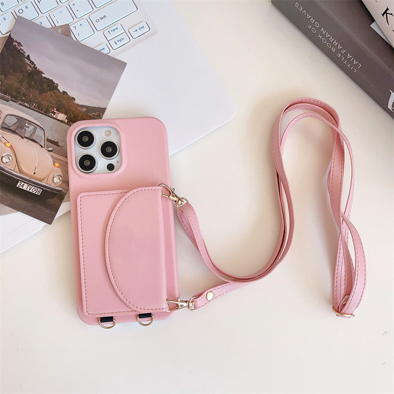 Card Holder Lanyard Litchi Sling Shoulder IPhone Case