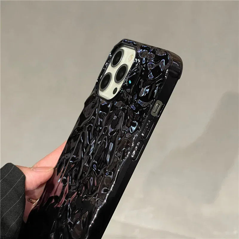 Black Pleated Tin Foil iPhone Soft Case - Viexta