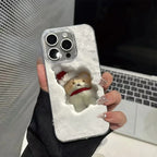 Three-dimensional Relief Drop-resistant Silver Snow Bear iPhone Case - Viexta