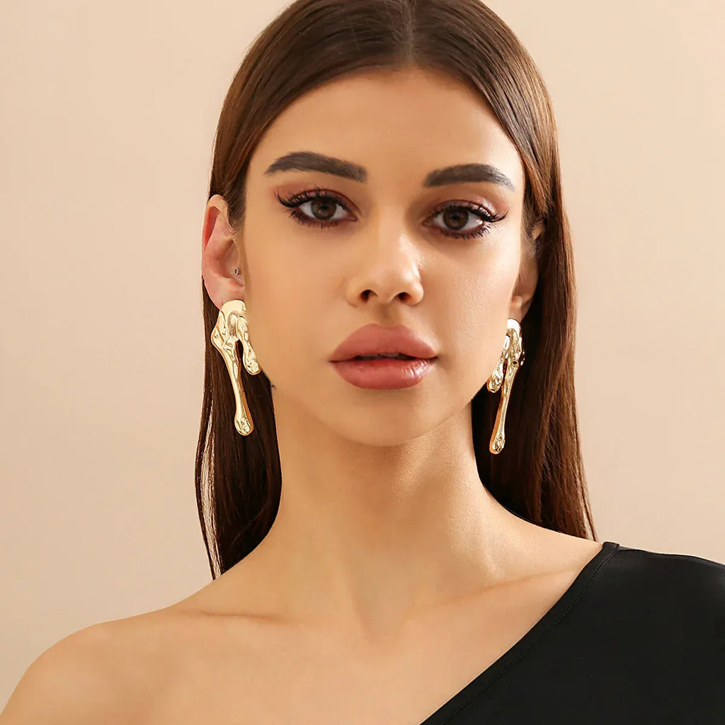 Lava Geometric Liquid Stud Earrings - Viexta