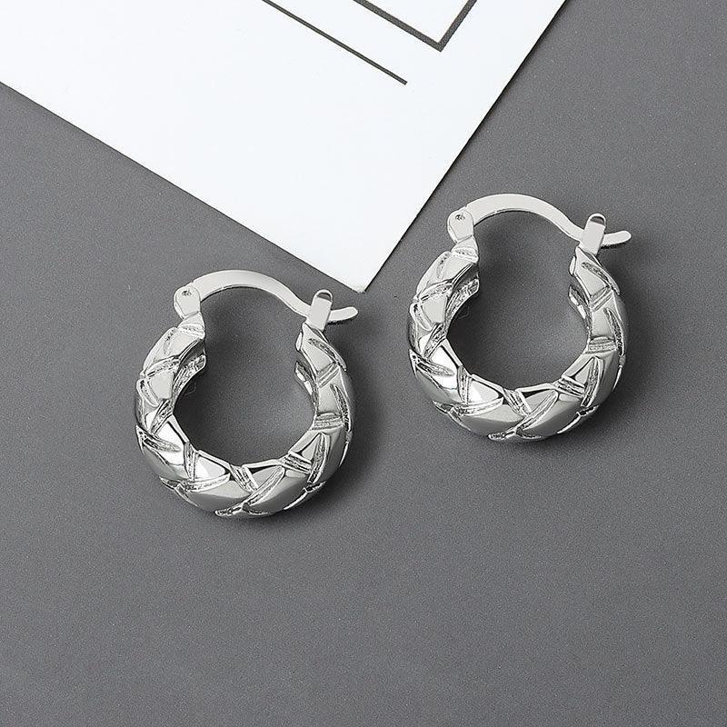 Diamond-embedded Gold-plated Versatile Earrings - Viexta
