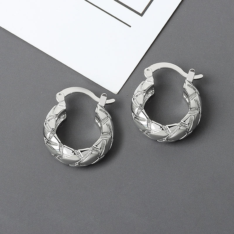 Diamond-embedded Gold-plated Versatile Earrings