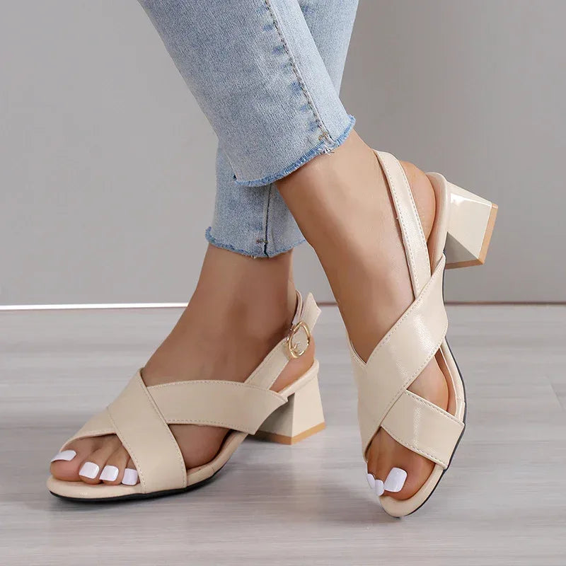 Chunky Ankle-strap Heels - Viexta