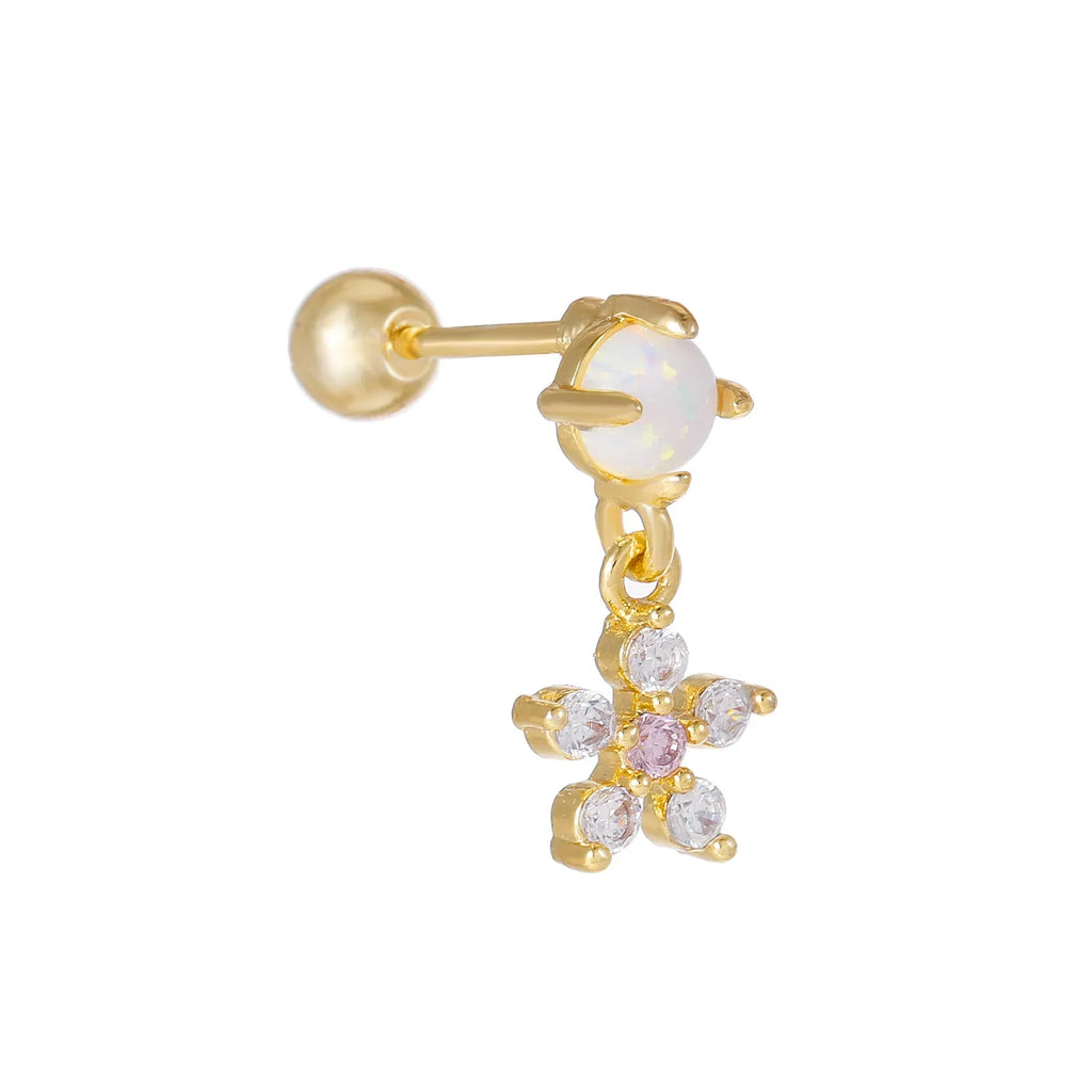 Colorful Opal Titanium Steel Stud Earrings - Viexta