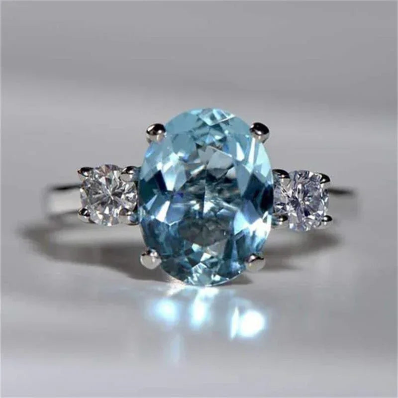 Fashion Oversized Aquamarine Ring - Viexta