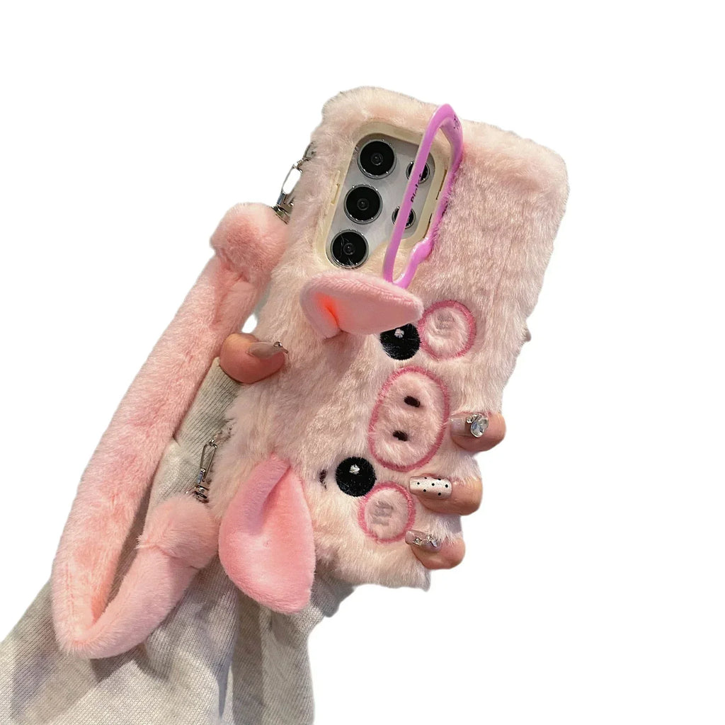 Plush Cute Piggy Samsung Phone Case With Bracket - Viexta
