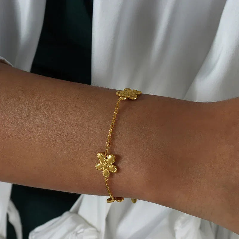Niche Round Flower Bracelet And Necklace Set - Viexta