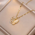 Opal Butterfly Pendant Necklace - Viexta