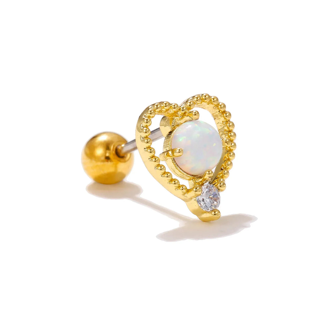 Colorful Opal Titanium Steel Stud Earrings - Viexta