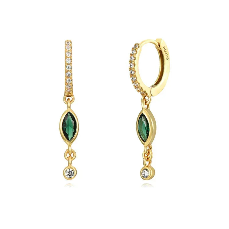 Sterling Silver Needle Zircon Earrings - Viexta