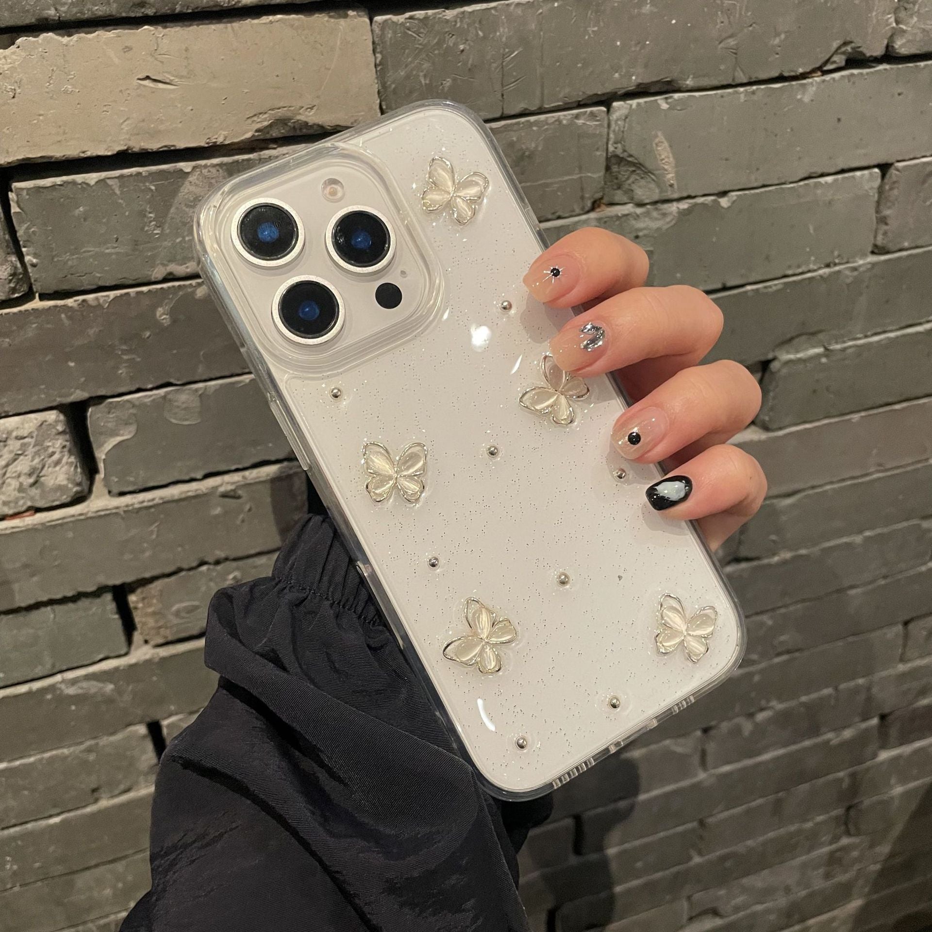 Stereo Glue Glitter Butterfly iPhone Case