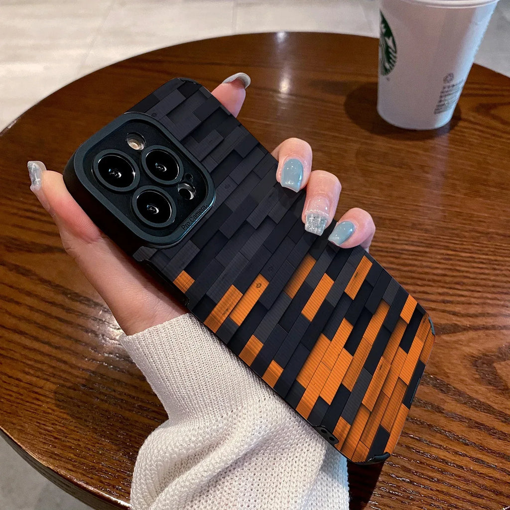 orange-black-stitching-iphone-case - Viexta