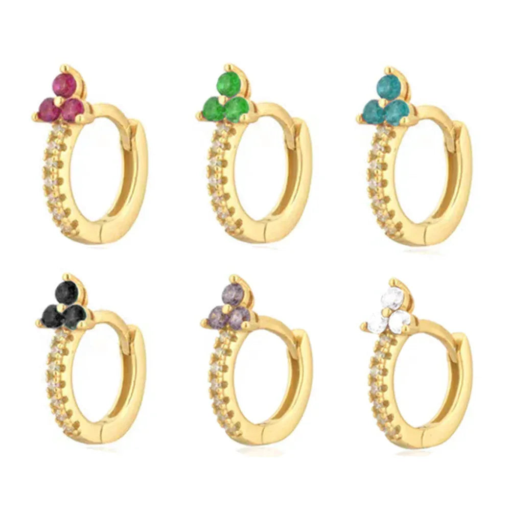Color Zircon Flower Earrings - Viexta