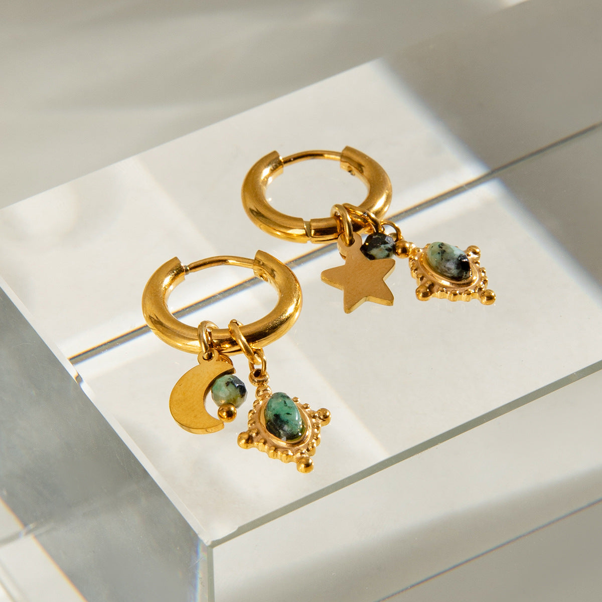 Stainless Steel Star Moon Ear Clip