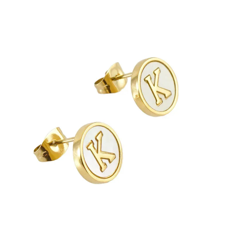 Titanium Steel 26 English Alphabet Letter Studs - Viexta