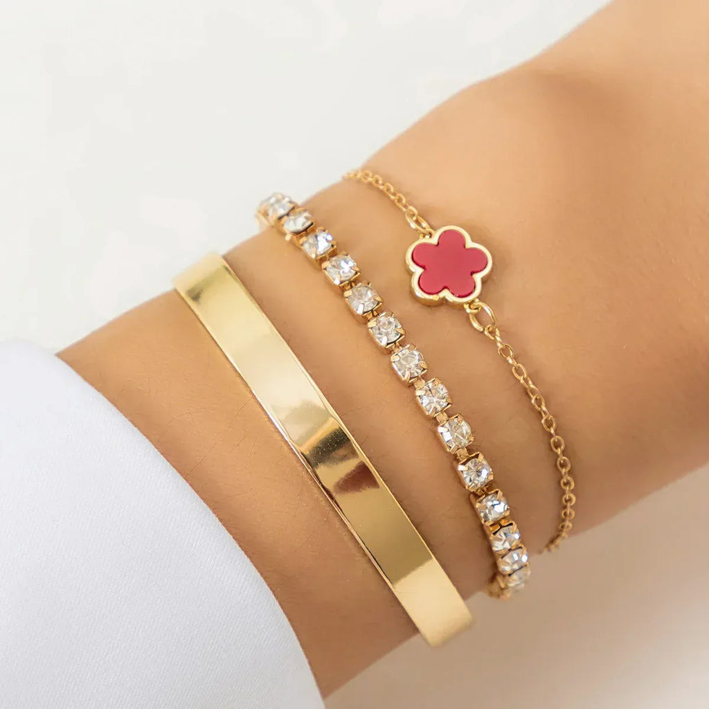 Rhinestone Chain Parthenocissus Grass Bracelet - Viexta