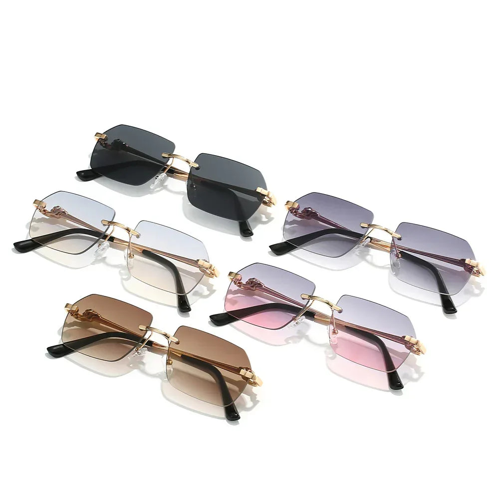Frameless Trimming Leopard Sunglasses For Men And Women - Viexta