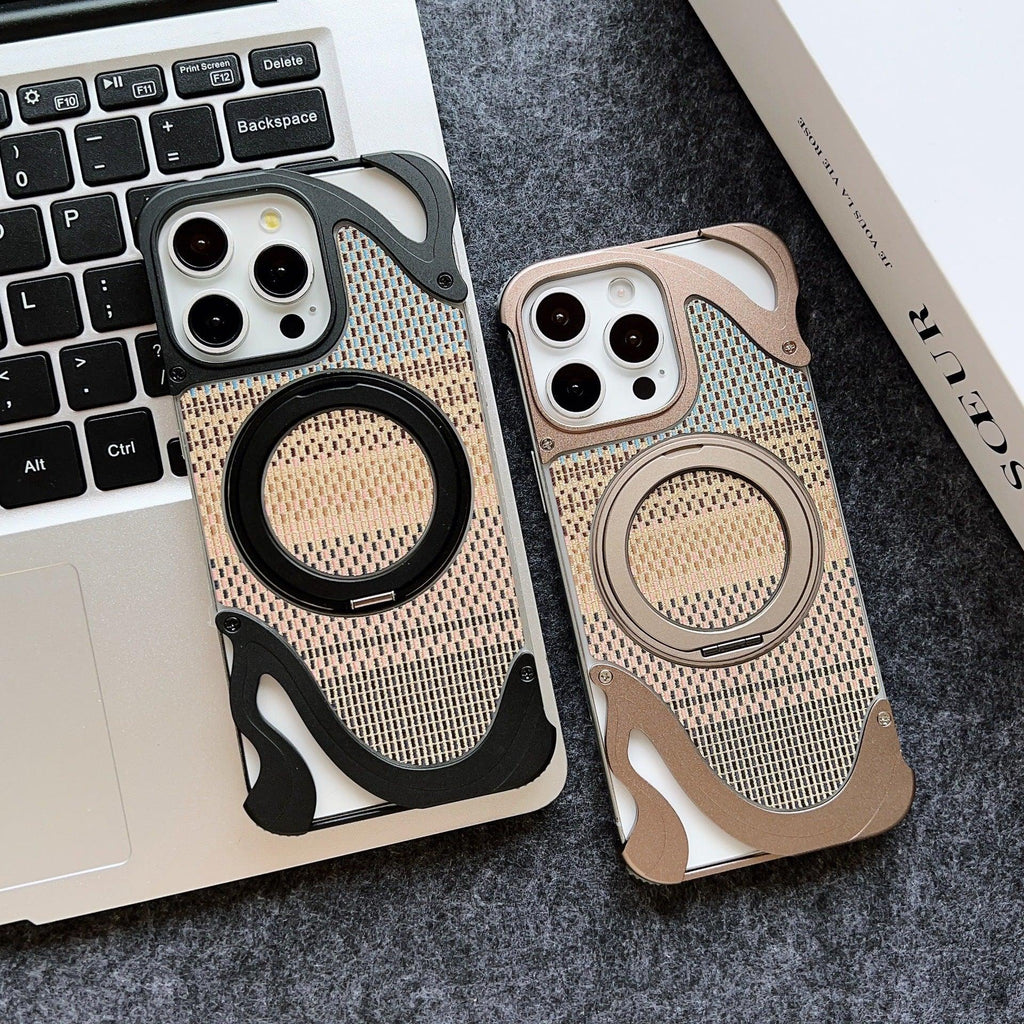 Frameless Heat Dissipation Armor Magnetic Bracket Metal iPhone Case - Viexta