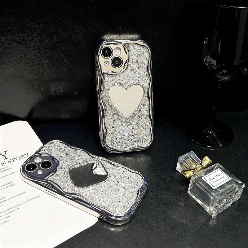 Heart Shape Mirror Sequins iPhone Case - Viexta