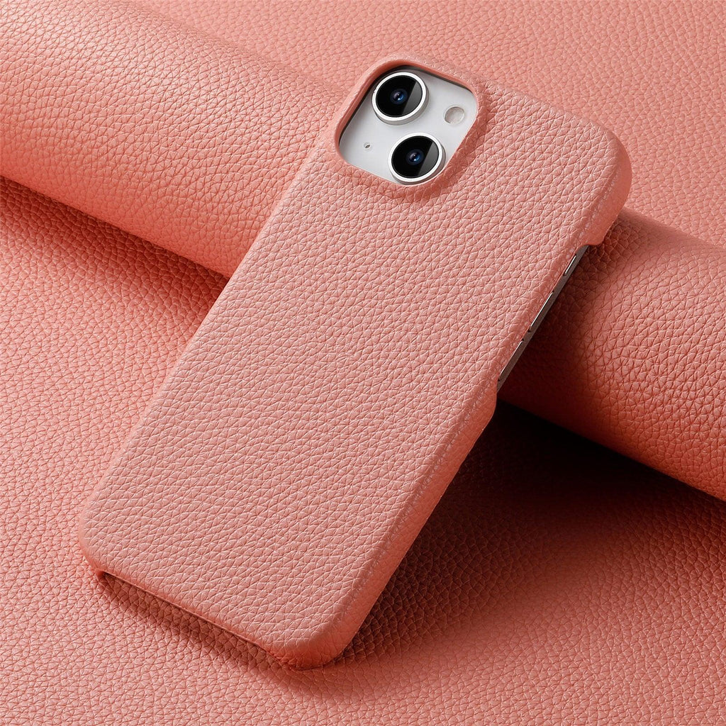 litchi-grain-plain-leather-iphone-case - Viexta