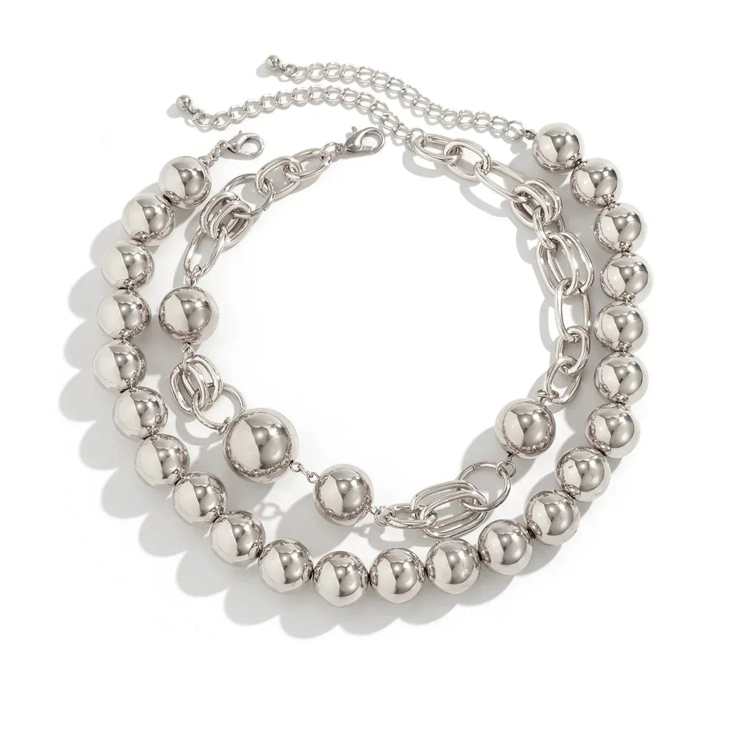 Round Beads A String Double-layer Necklace - Viexta