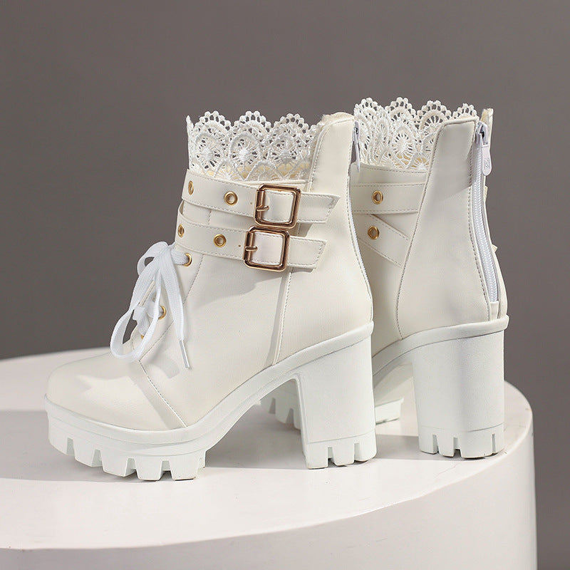 Princess Lace Up Belt Buckle Boots