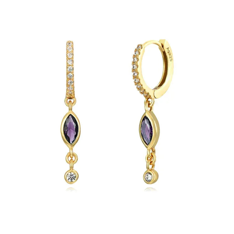 Sterling Silver Needle Zircon Earrings - Viexta