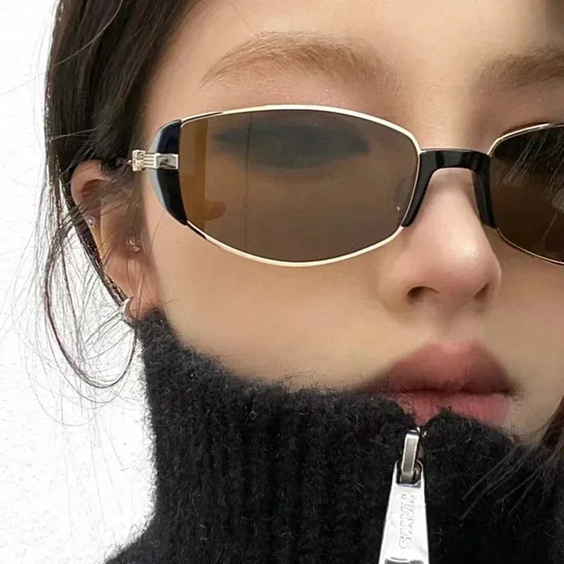 Metal Oval Cats' Eye Sunglasses - Viexta