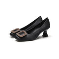 Square Toe Satin Surface High Heels - Viexta