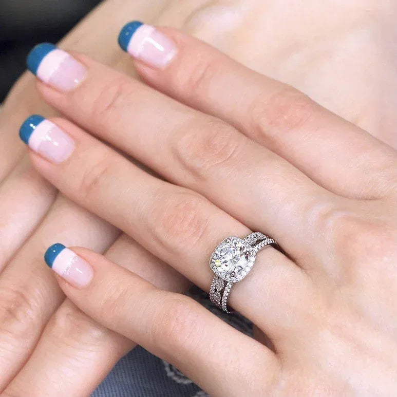 Three-piece Rhinestone Engagement Ring - Viexta
