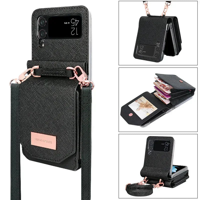 Cross-body Lanyard Flip Phone Case - Viexta