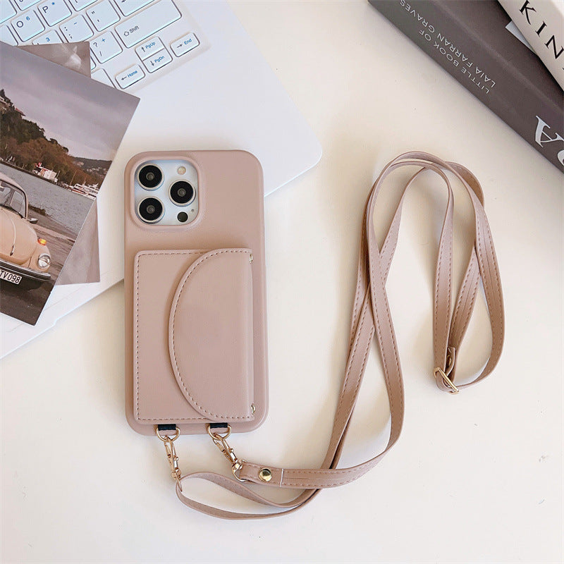 Card Holder Lanyard Litchi Sling Shoulder IPhone Case