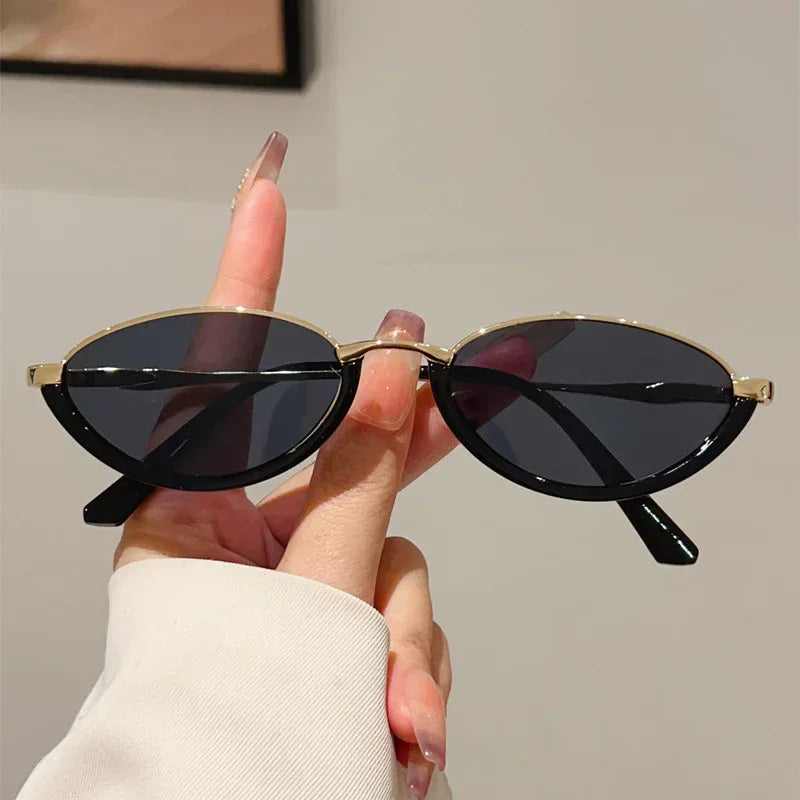 Triangle Cat's Eye Metal Small Frame Sunglasses - Viexta
